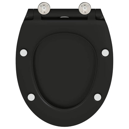 Sedile del WC con rilascio rapido Nero 45.5 x 37.5 x 3.8 cm