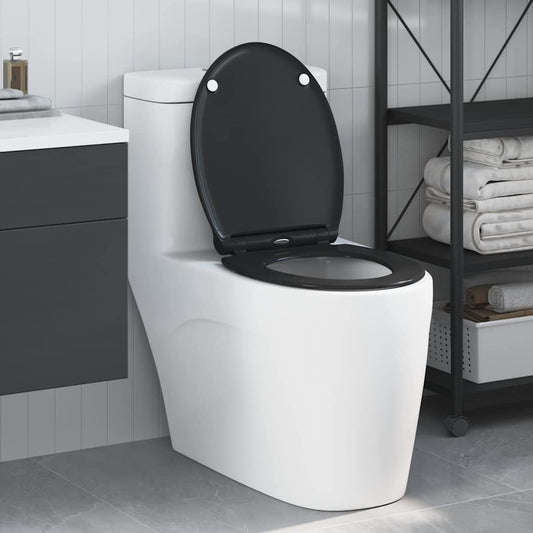 Sedile del WC con rilascio rapido Nero 45.5 x 37.5 x 3.8 cm