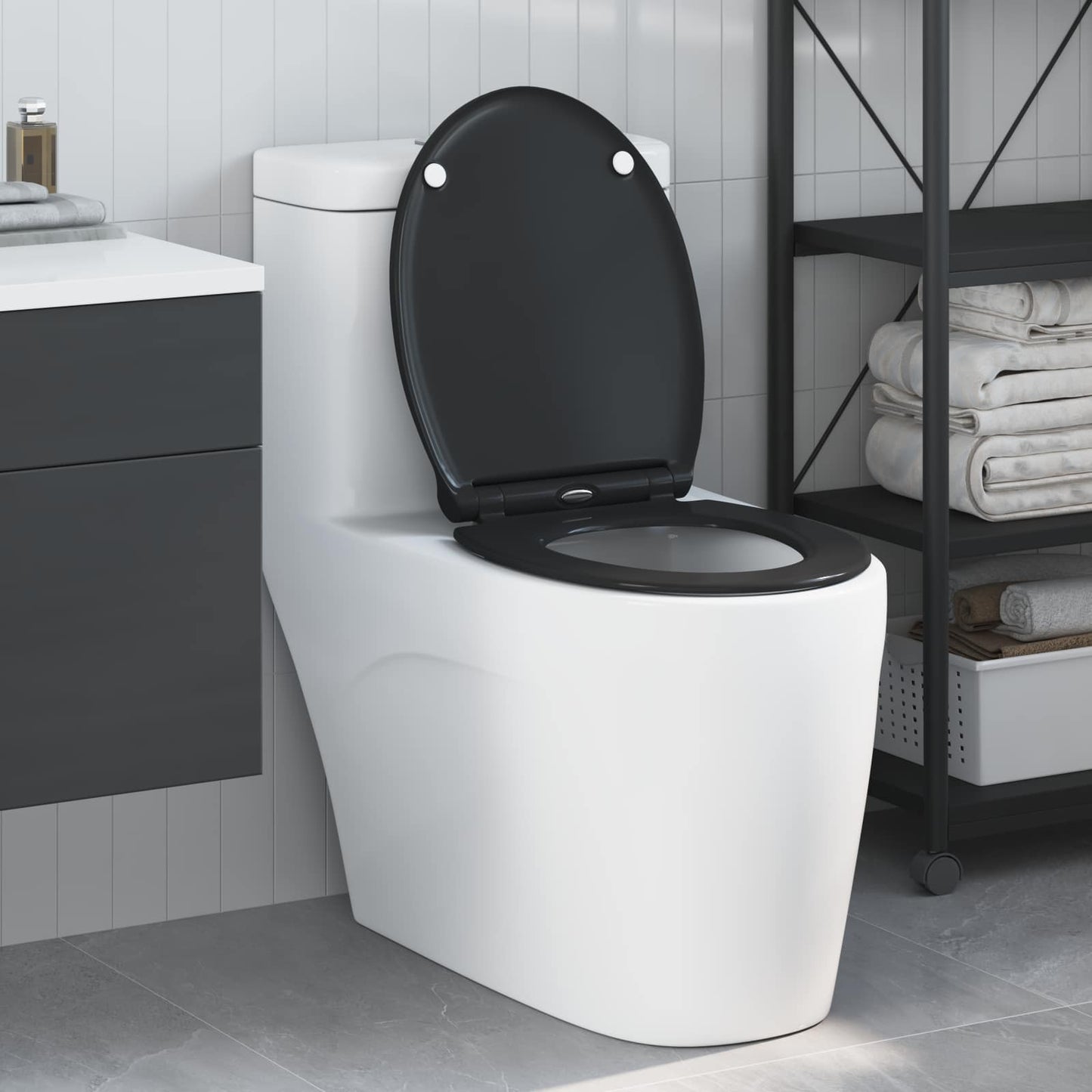 Sedile del WC Nero 47 x 37,5 x 3,8 cm Duroplast