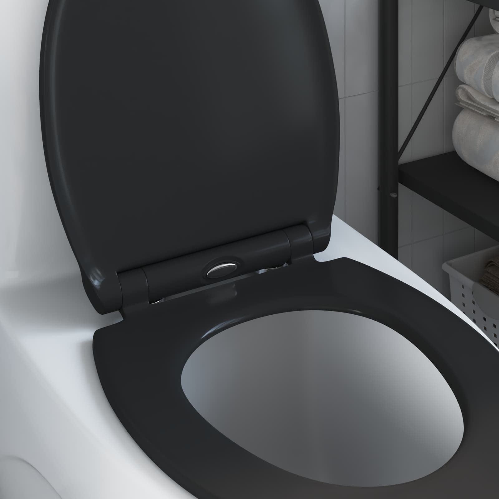 Sedile del WC Nero 47 x 37,5 x 3,8 cm Duroplast | homemem39