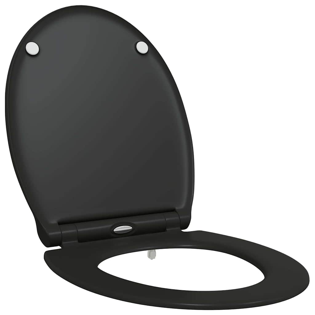 Sedile del WC con rilascio rapido Nero 45.5 x 37.5 x 3.8 cm