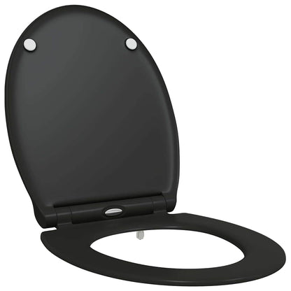 Sedile del WC con rilascio rapido Nero 45.5 x 37.5 x 3.8 cm