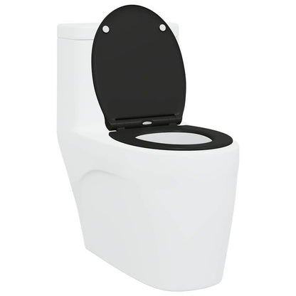 Sedile del WC con rilascio rapido Nero 45.5 x 37.5 x 3.8 cm