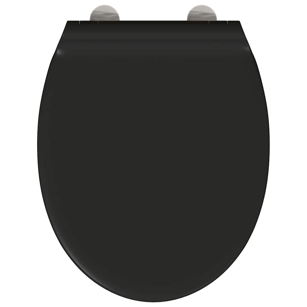 Sedile del WC con rilascio rapido Nero 45.5 x 37.5 x 3.8 cm