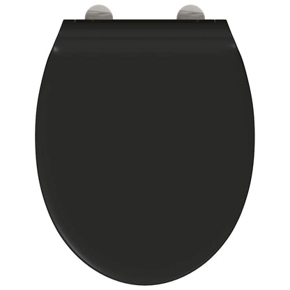 Sedile del WC con rilascio rapido Nero 45.5 x 37.5 x 3.8 cm