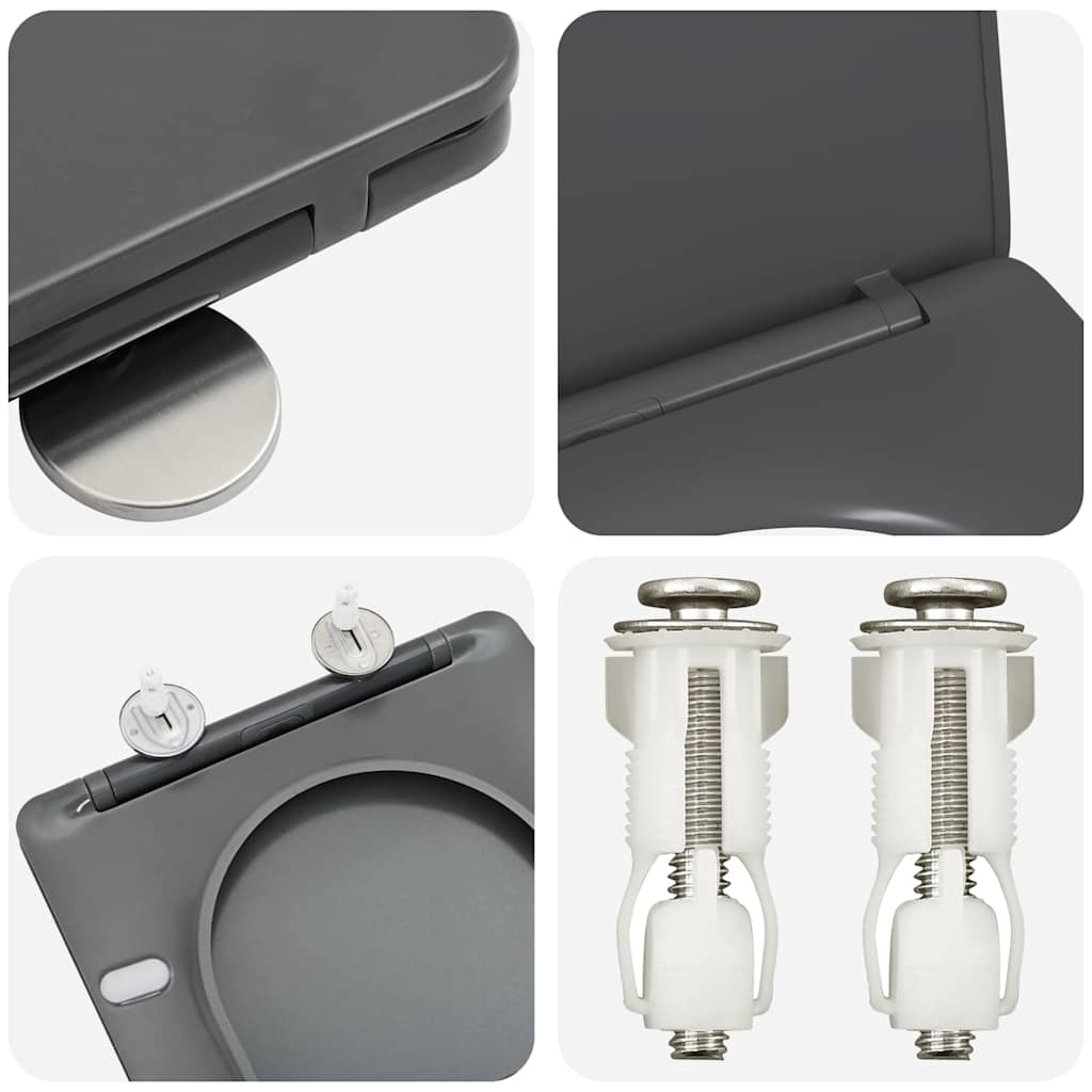 Sedile del WC con rilascio rapido Antracite 44 x 36.4 x 3.4 cm