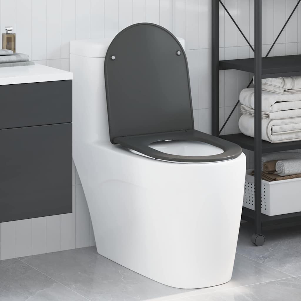 Sedile del WC con rilascio rapido Antracite 44 x 36.4 x 3.4 cm
