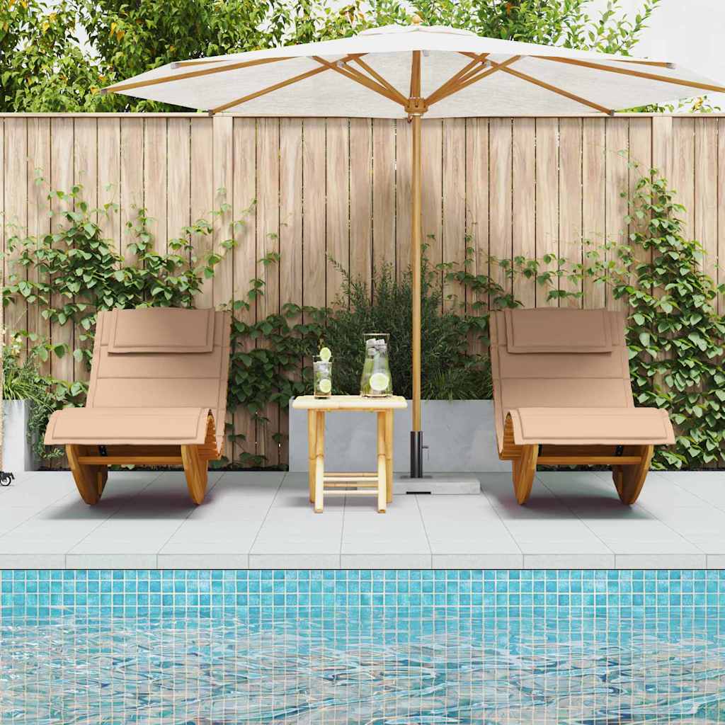 Lettino da sole 2 pcs Marrone Legno di Acacia Massello