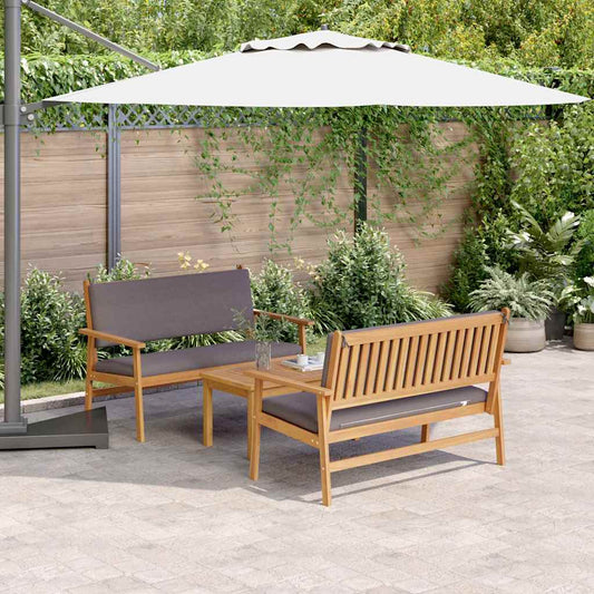 Set Divano da Giardino con cuscino 3 pcs Marrone 75 x 45 x 38cm