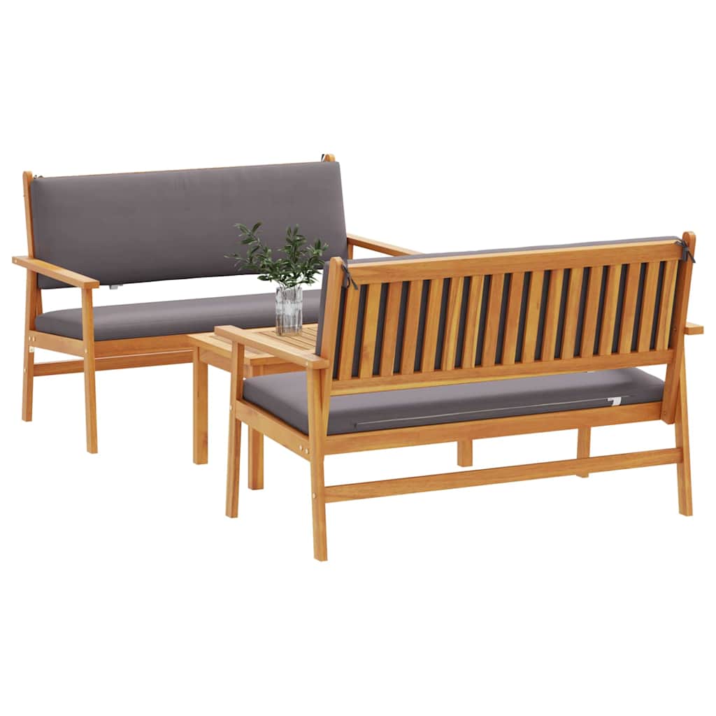 Set Divano da Giardino con cuscino 3 pcs Marrone 75 x 45 x 38cm