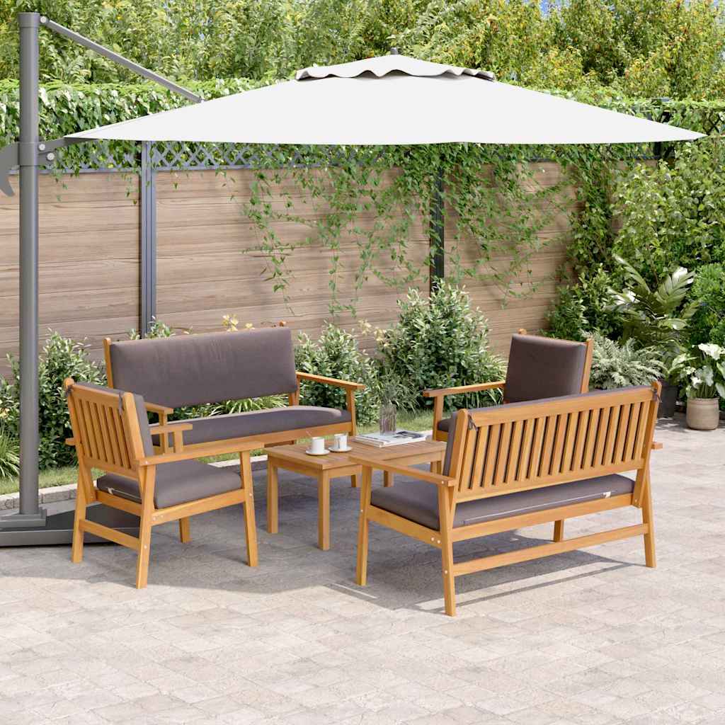 Set Divano da Giardino con cuscino 5 pcs Marrone 75 x 45 x 38cm