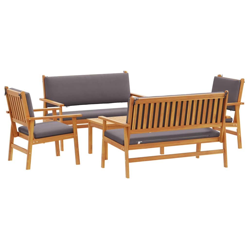 Set Divano da Giardino con cuscino 5 pcs Marrone 75 x 45 x 38cm