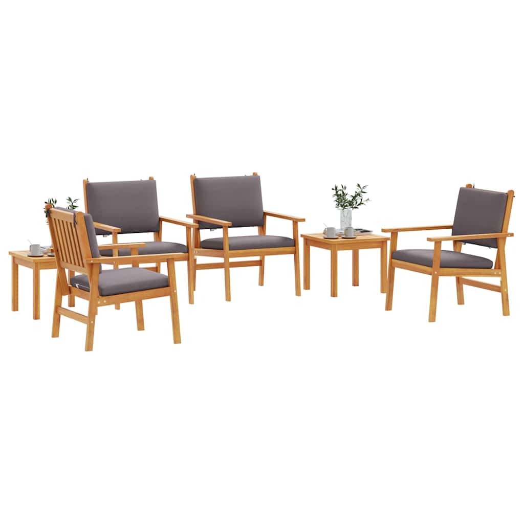 Set Divano da Giardino 6 pcs Marrone Legno di Acacia Massello | homemem39