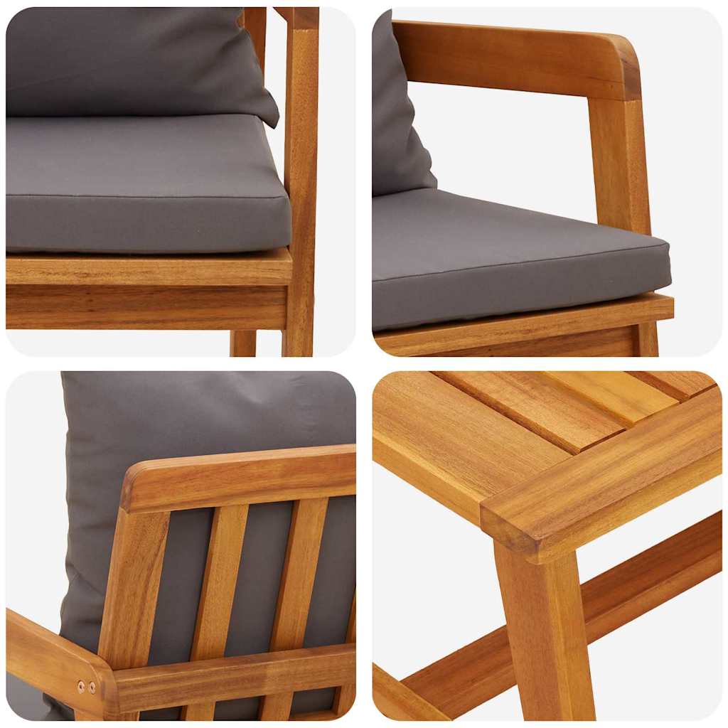 Set bistrot con cuscino 5 pcs Marrone Legno di Acacia Massello | homemem39
