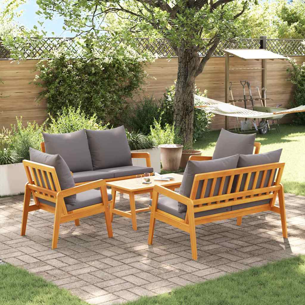 Set bistrot con cuscino 5 pcs Marrone Legno di Acacia Massello | homemem39