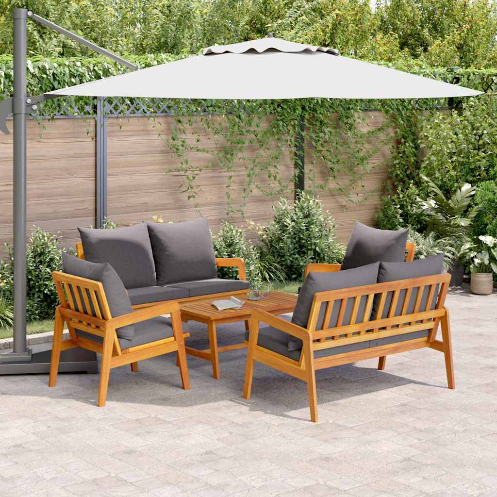Set bistrot con cuscino 5 pcs Marrone Legno di Acacia Massello | homemem39