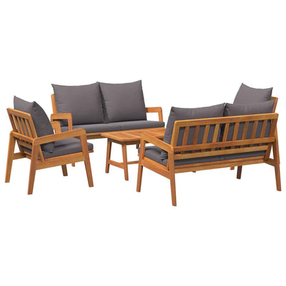 Set bistrot con cuscino 5 pcs Marrone Legno di Acacia Massello | homemem39