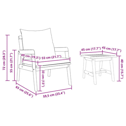 Set bistrot con cuscino 5 pcs Marrone Legno di Acacia Massello