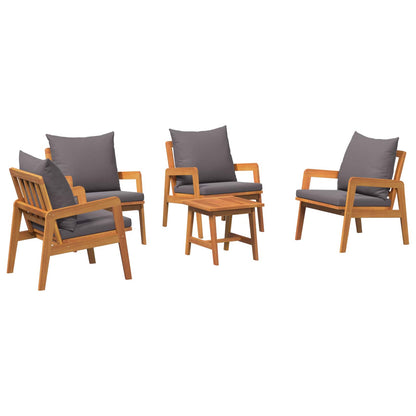 Set bistrot con cuscino 5 pcs Marrone Legno di Acacia Massello | homemem39