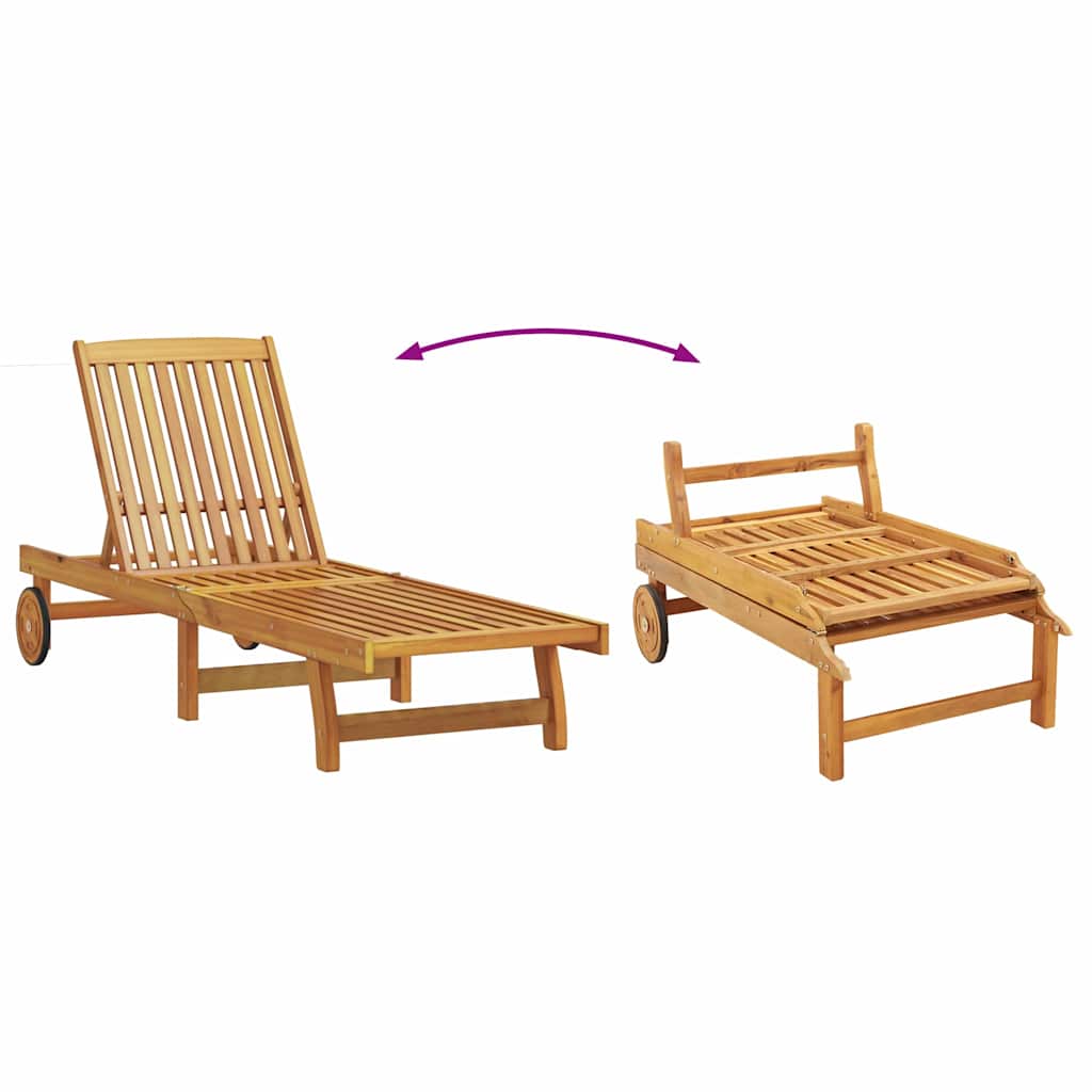 Lettino da sole 2 pcs Marrone Legno di Acacia Massello