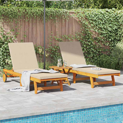 Lettino da sole 3 pcs Marrone Legno di Acacia Massello