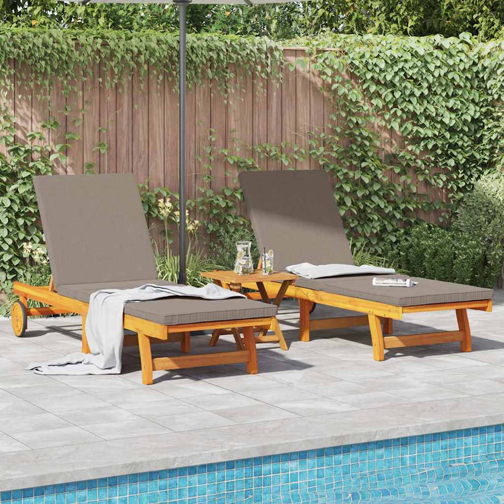 Lettino da sole 3 pcs Marrone Legno di Acacia Massello | homemem39