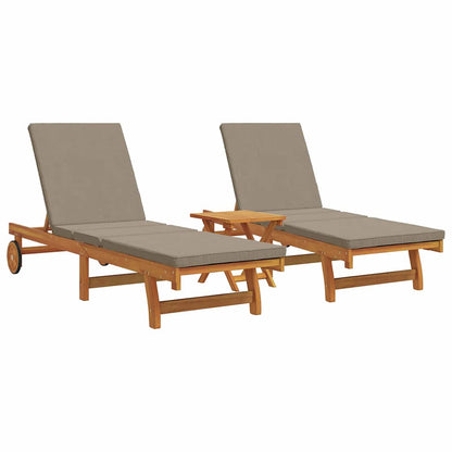 Lettino da sole 3 pcs Marrone Legno di Acacia Massello | homemem39