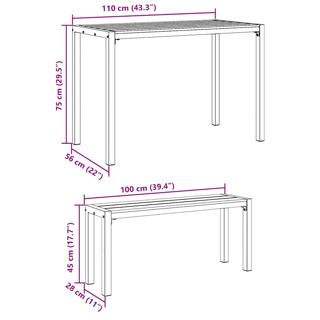Set da Pranzo per Giardino con cuscino 3 pcs Antracite Acciaio - homemem39