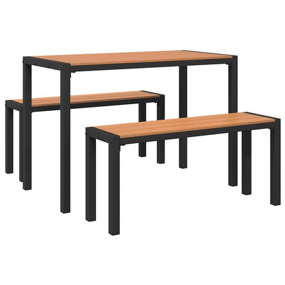 Set da Pranzo per Giardino con cuscino 3 pcs Marrone Acciaio - homemem39