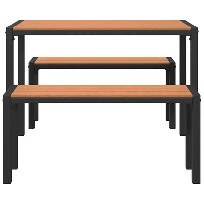 Set da Pranzo per Giardino con cuscino 3 pcs Marrone Acciaio - homemem39