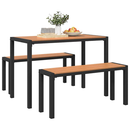 Set da Pranzo per Giardino con cuscino 3 pcs Marrone Acciaio - homemem39