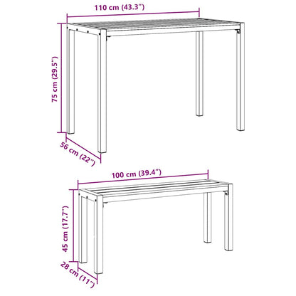Set da Pranzo per Giardino con cuscino 3 pcs Marrone Acciaio - homemem39