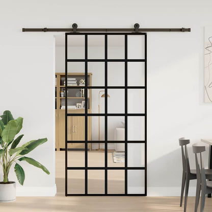Porta Scorrevole con Ferramenta 102x205 cm Vetro ESG Alluminio | homemem39