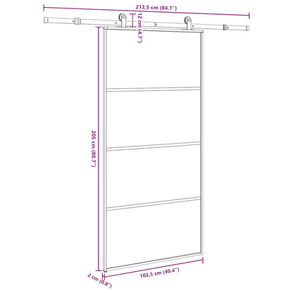 Porta Scorrevole con Ferramenta 102,5x205cm Vetro ESG Alluminio | homemem39