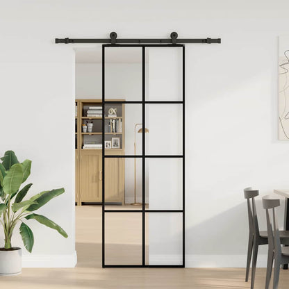 Porta Scorrevole con Ferramenta 76x205cm Vetro ESG Alluminio | homemem39