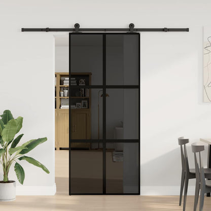 Porta Scorrevole Ferramenta 90x205 cm Vetro Temperato Alluminio | homemem39