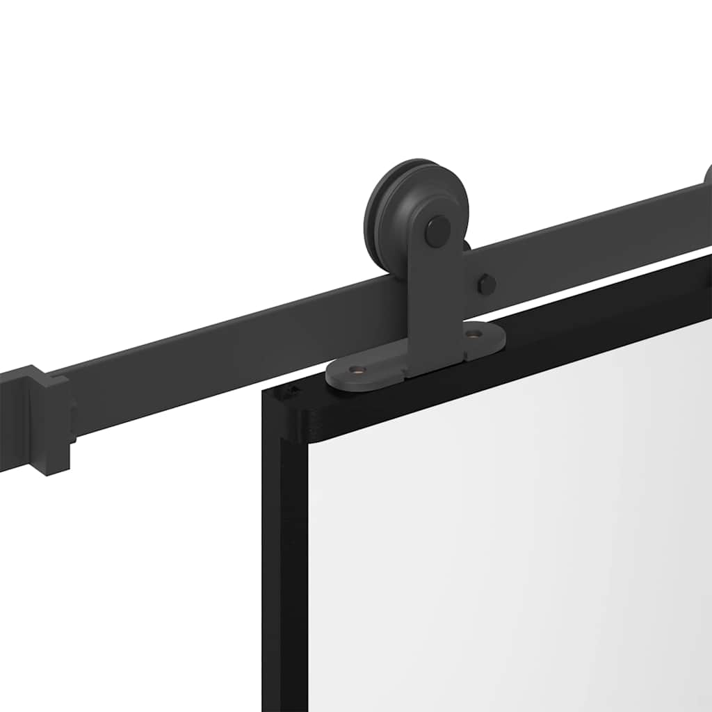 Porta Scorrevole Ferramenta 76x205 cm Vetro Temperato Alluminio | homemem39