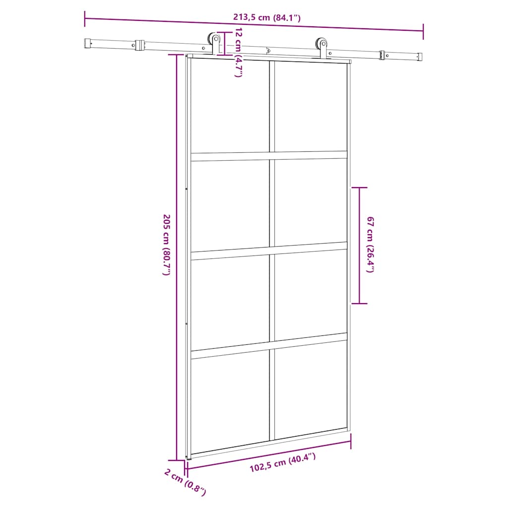 Porta Scorrevole con Ferramenta Vetro Temperato Alluminio | homemem39