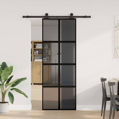 Porta Scorrevole Ferramenta 76x205 cm Vetro Temperato Alluminio | homemem39
