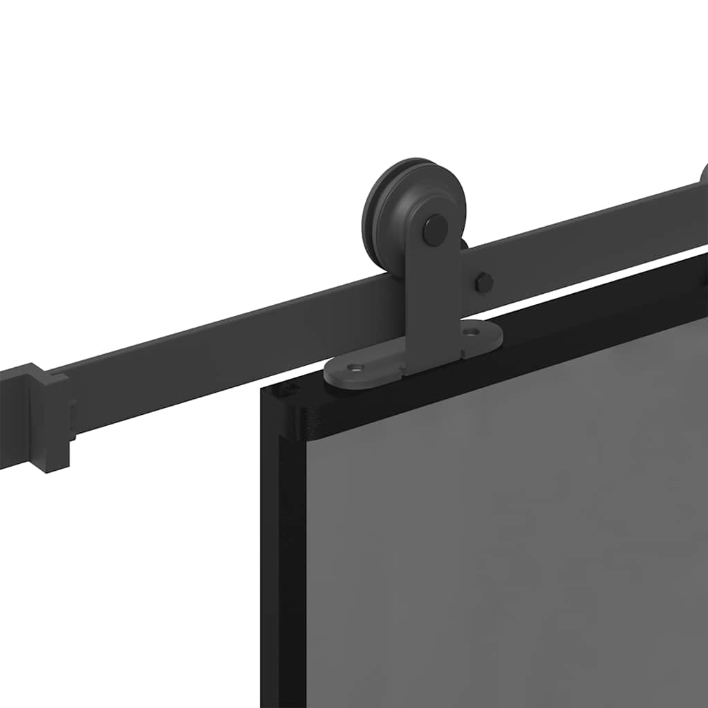 Porta Scorrevole Ferramenta 76x205 cm Vetro Temperato Alluminio | homemem39