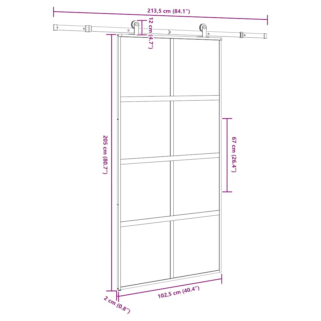 Porta Scorrevole con Ferramenta Vetro Temperato Alluminio | homemem39