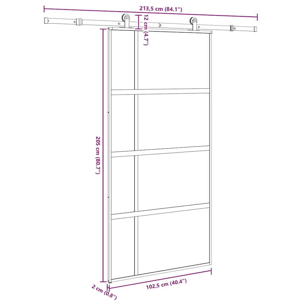 Porta Scorrevole con Ferramenta Vetro Temperato Alluminio | homemem39