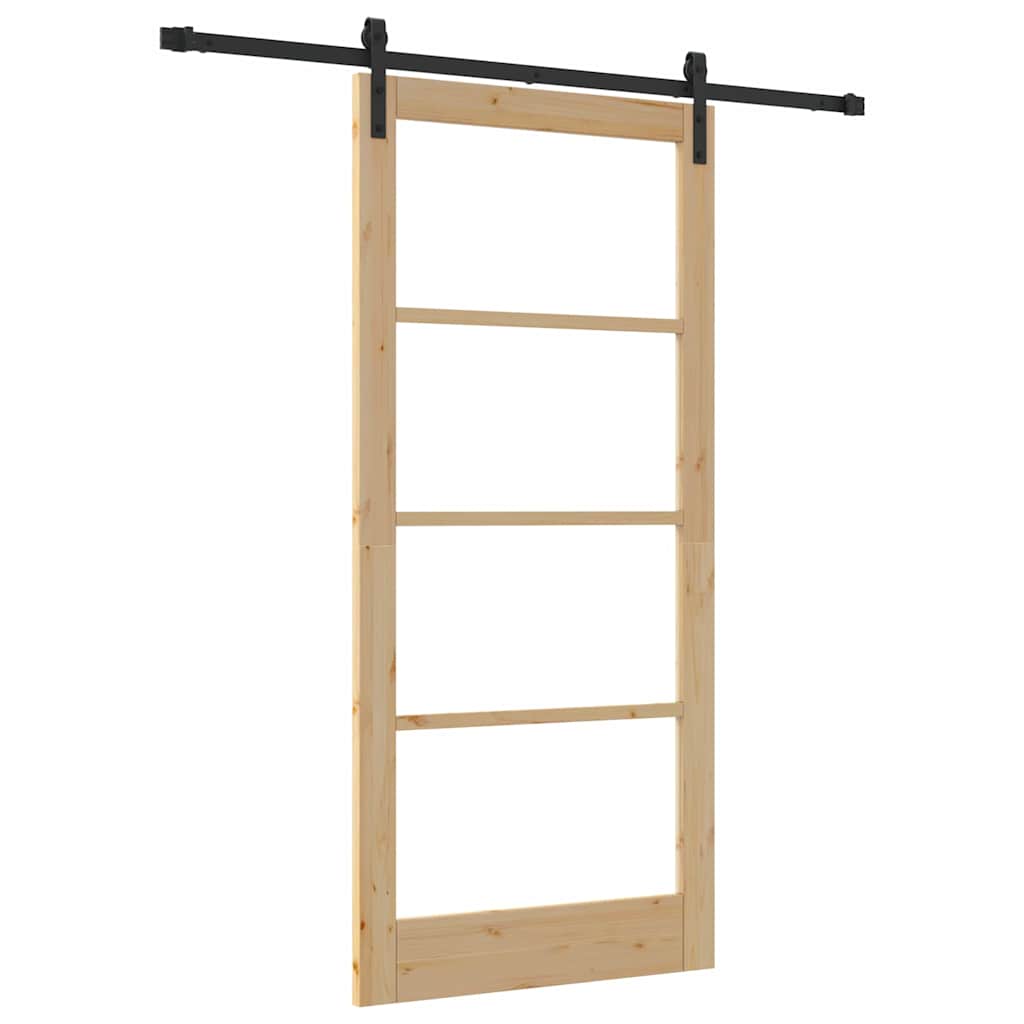 Porta scorrevole ORKDAL Naturale e Nero 93 x 202 cm | homemem39
