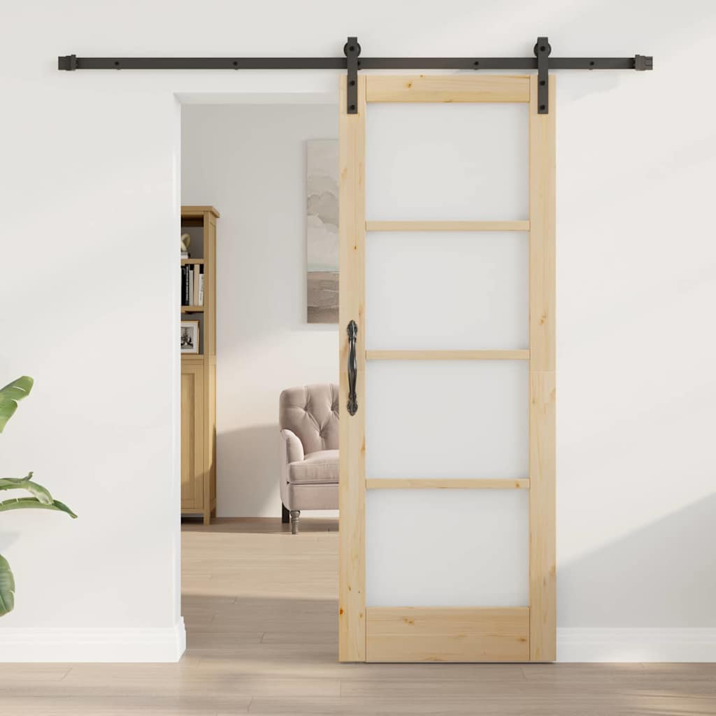 Porta scorrevole ORKDAL Naturale e Nero 73,5 x 198,5 cm | homemem39
