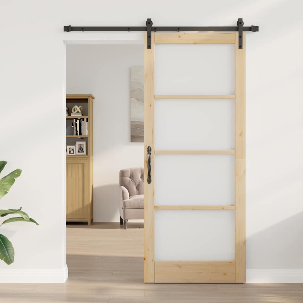 Porta Scorrevole ORKDAL Marrone 86 x 211 cm Legno e metallo