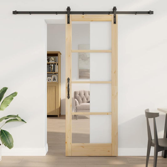 Porta Scorrevole ORKDAL Marrone 78 x 211 cm Legno e metallo