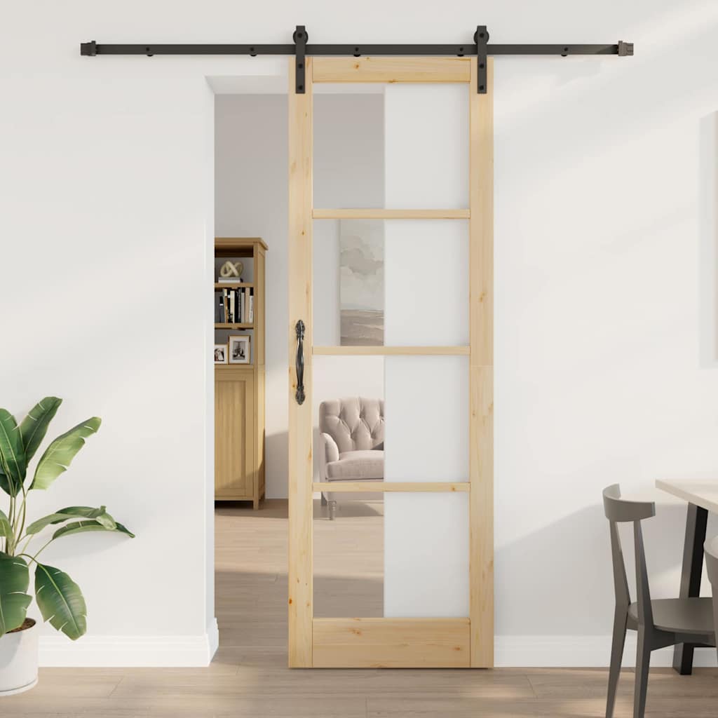 Porta Scorrevole ORKDAL Marrone 78 x 232 cm Legno e metallo