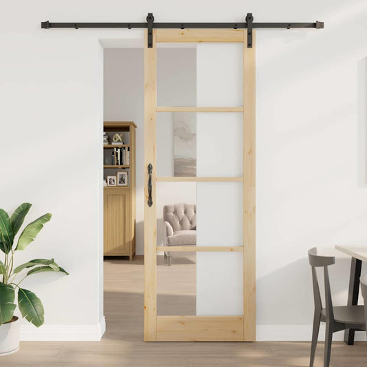 Porta Scorrevole ORKDAL Marrone 83 x 232 cm Legno e metallo