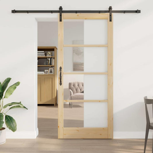 Porta Scorrevole ORKDAL Marrone 93 x 211 cm Legno e metallo
