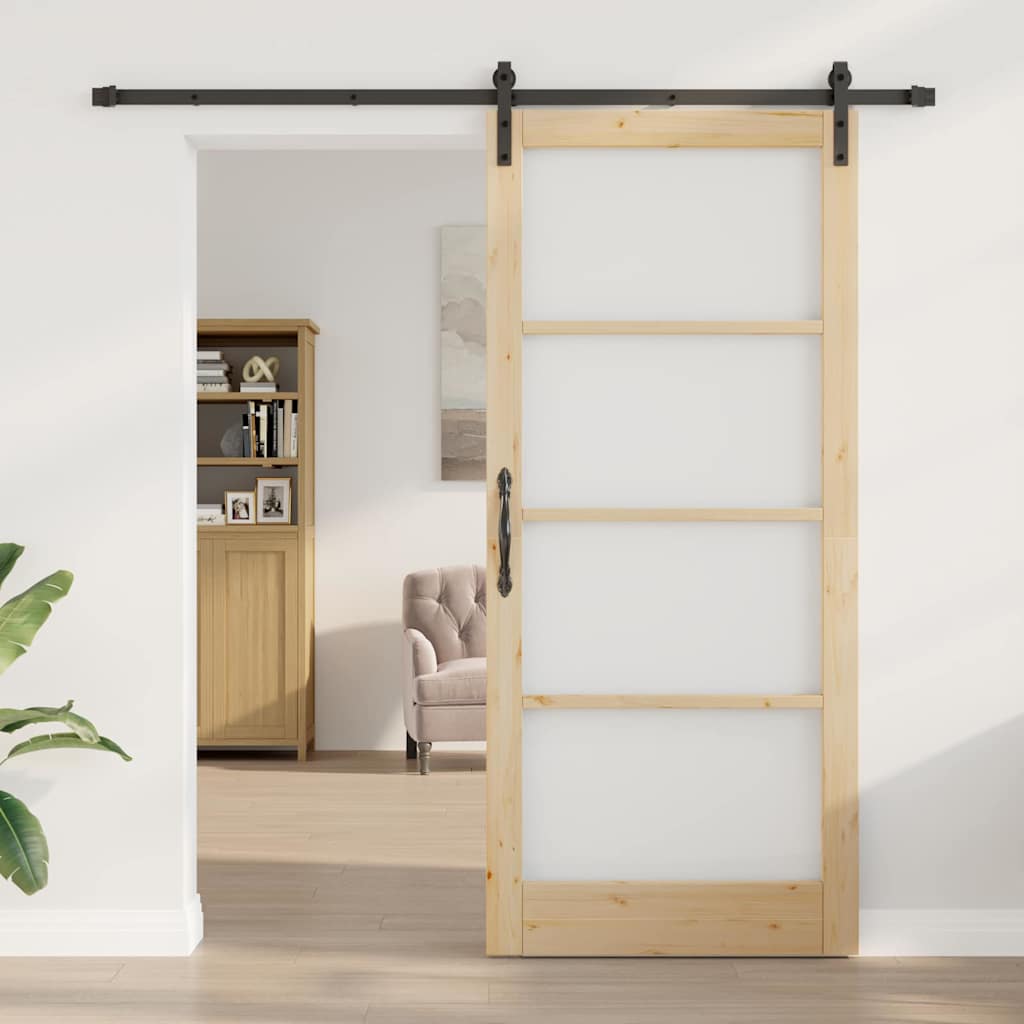 Porta Scorrevole ORKDAL Marrone 93 x 211 cm Legno e metallo